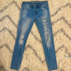 Light wash Super Stretch X skinny jeans from American Eagle.